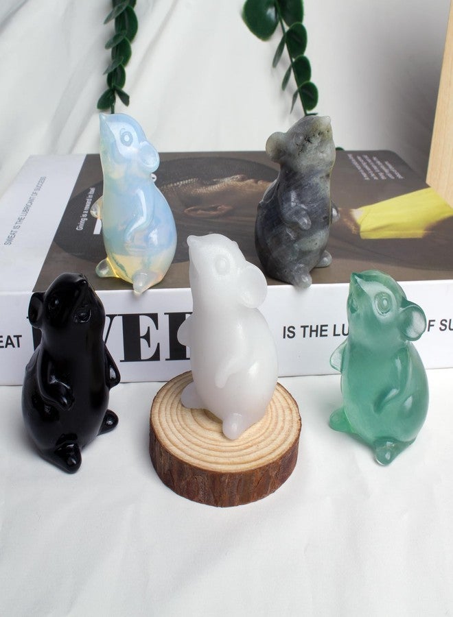 Ytbeoxk Handmade Obsidian Crystal Mouse Figurine Natural Quartz Mouse Sculpture Wealth Attracting Feng Shui Decor Mini Desk Ornament Meditation Crystal Animal Mouse. - Image 4
